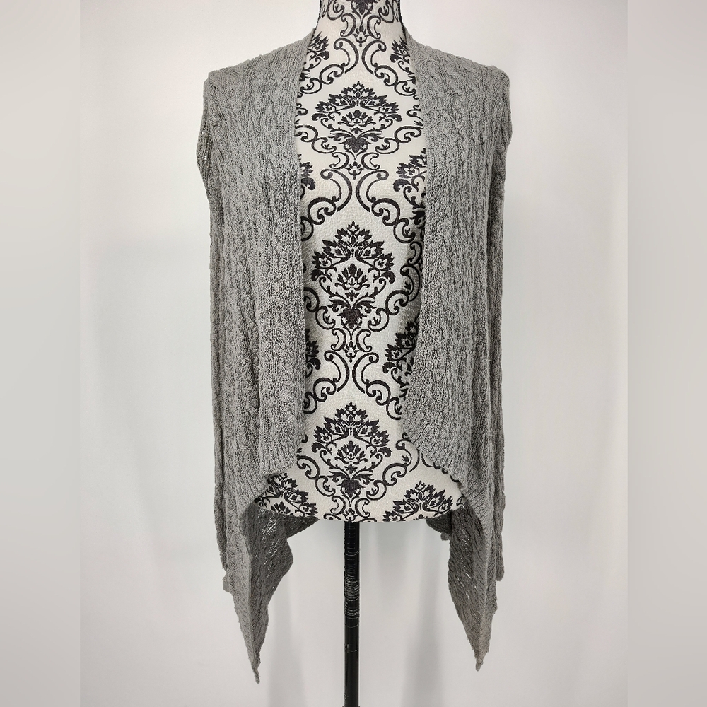Candie's Gray Open Cable Knit Long Sleeve Cardigan Women's Medium